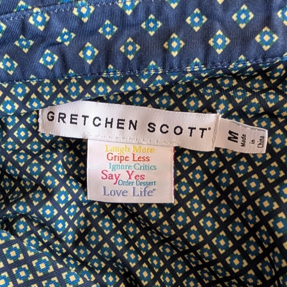 Gretchen Scott Navy Diamond Print Shift Dress Medium Designer - Picture 12 of 14